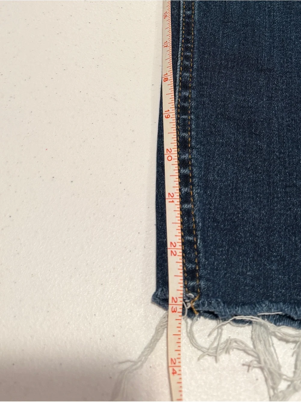 Kut from the Kloth Dark Blue Cropped Frayed-Hem Jeans